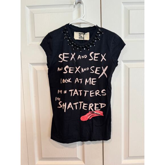 NEW Rare House of the Gods Rolling Stones Embellished Rocker Shirt - Picture 6 of 8
